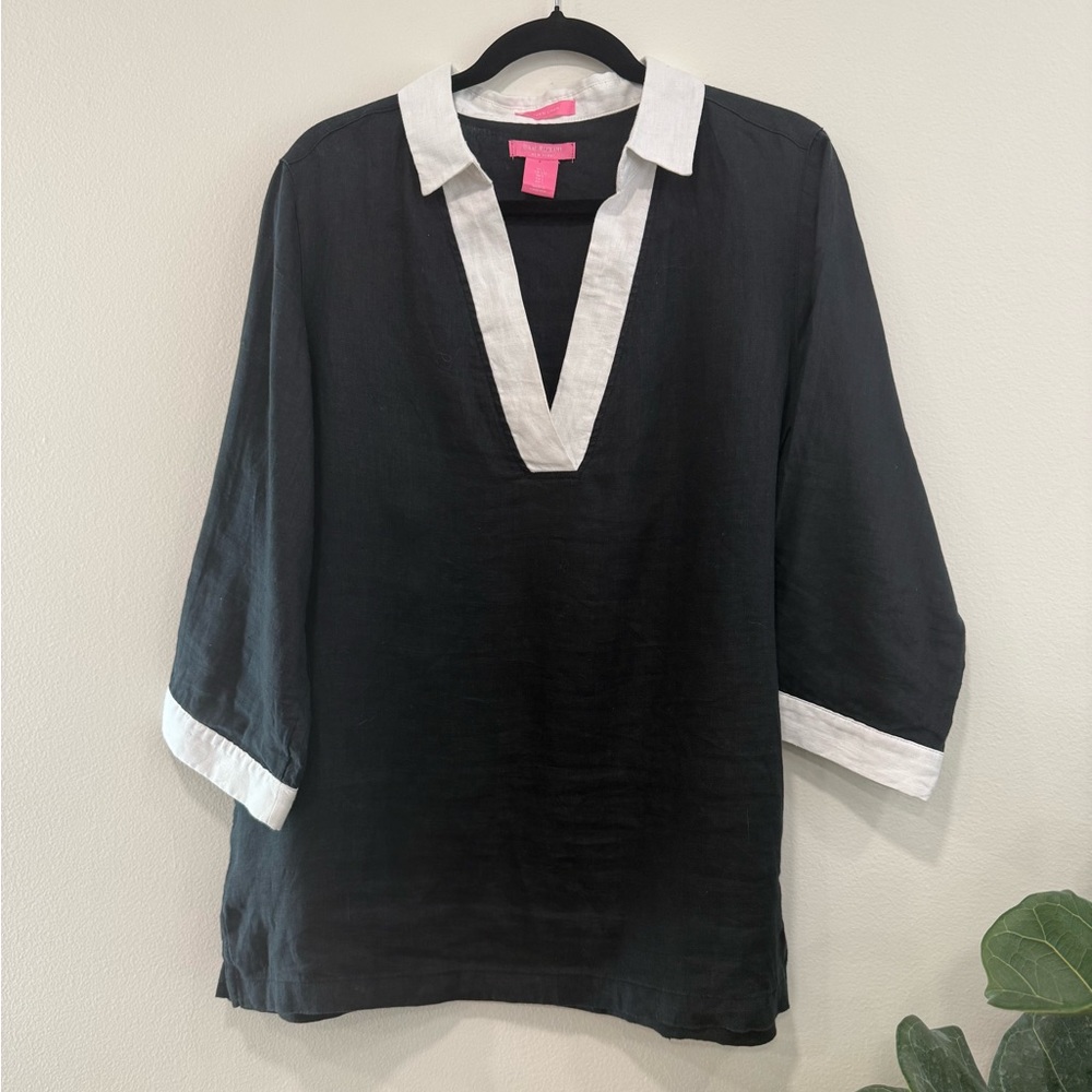 Isaac Mizrahi Black Tunic with White Trim